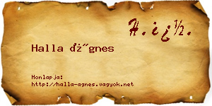 Halla Ágnes névjegykártya
